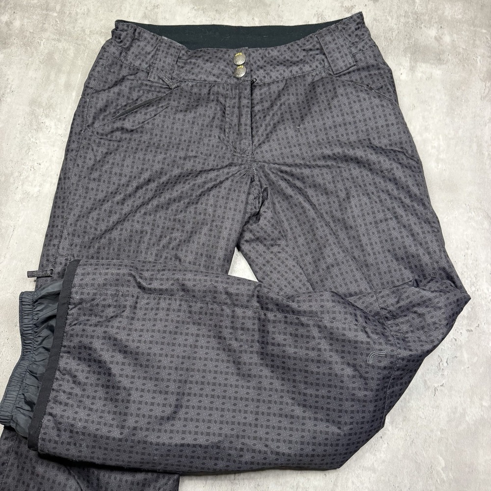 Lole Womens Ski Pants Medium M Grey Black Geometric Pattern Insulated Snowboard